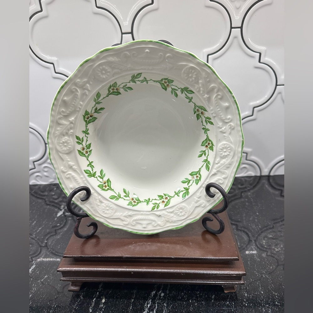 Steuben White and Green Floral Bowl